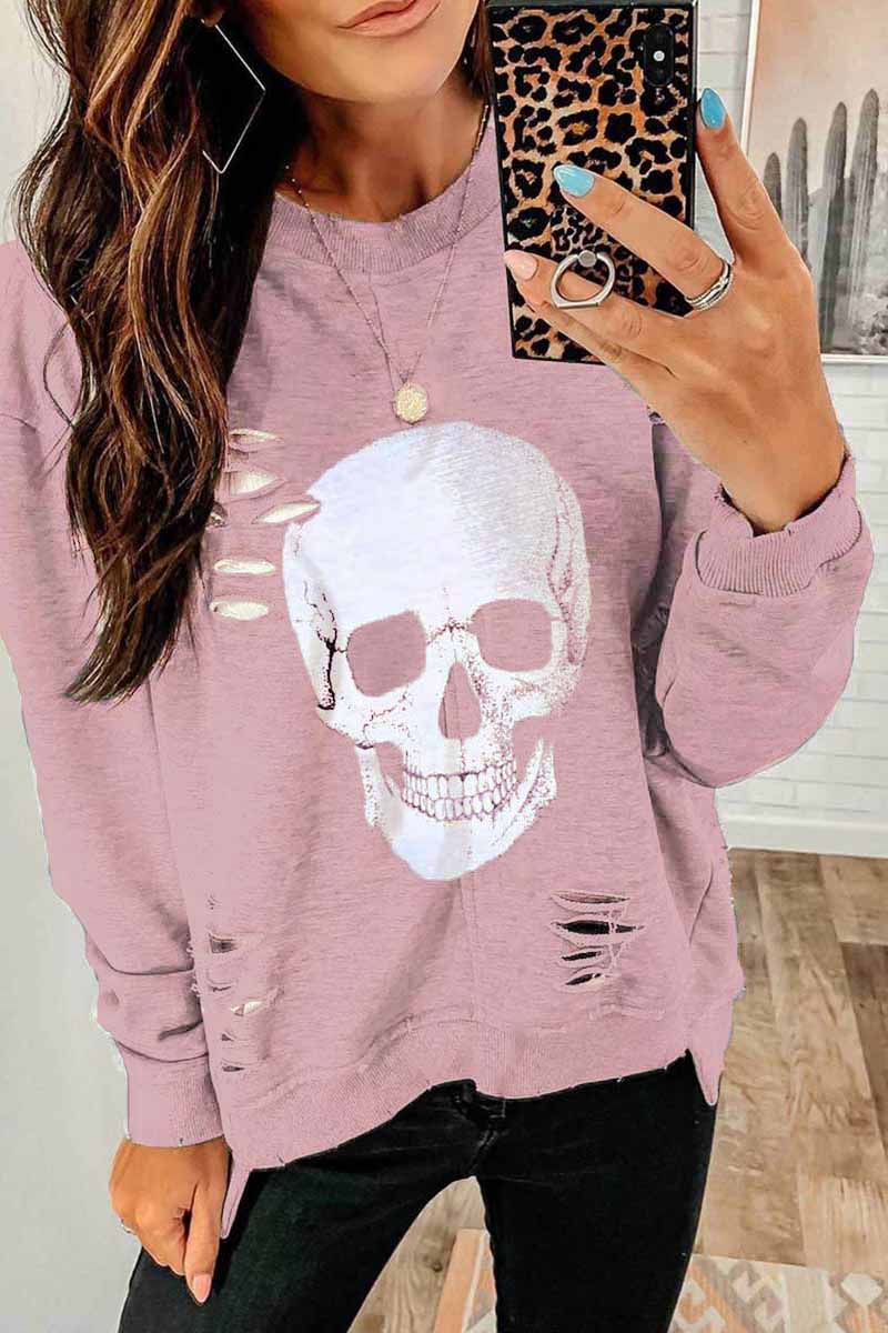 Skull Printed Sweatshirt(2 Colors)