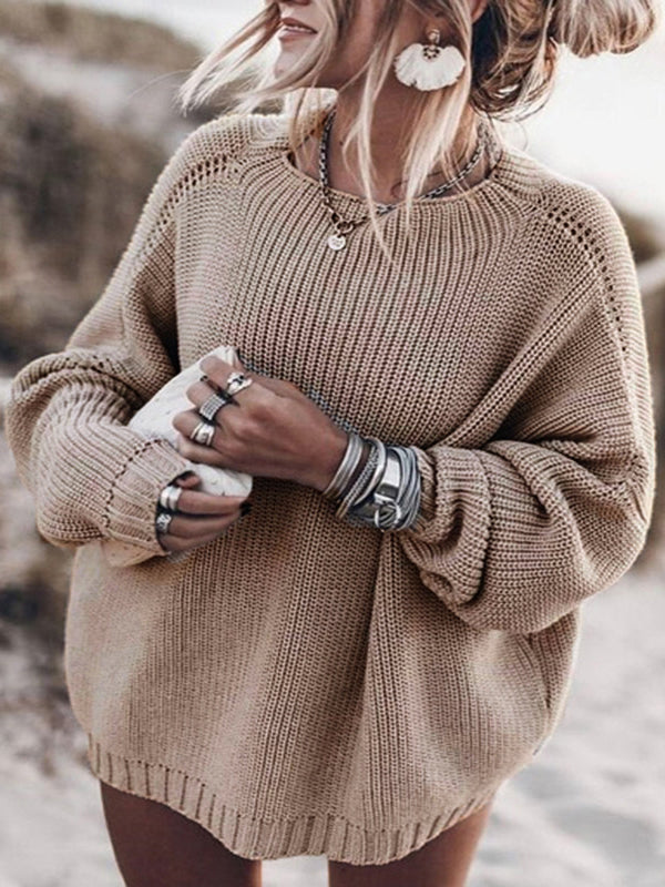 Loose Casual Knitted Crew Neck Oversized Sweater