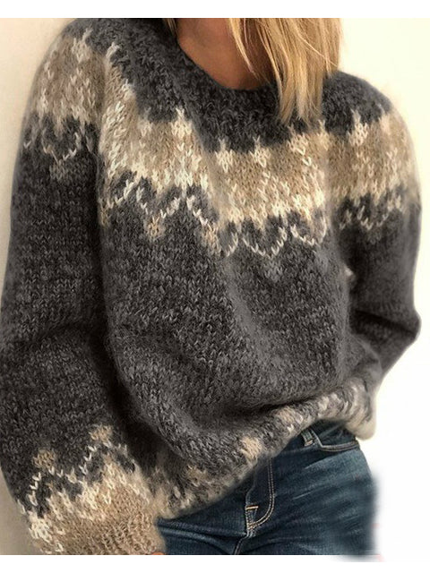 Crew Neck Long Sleeve Knit Sweater