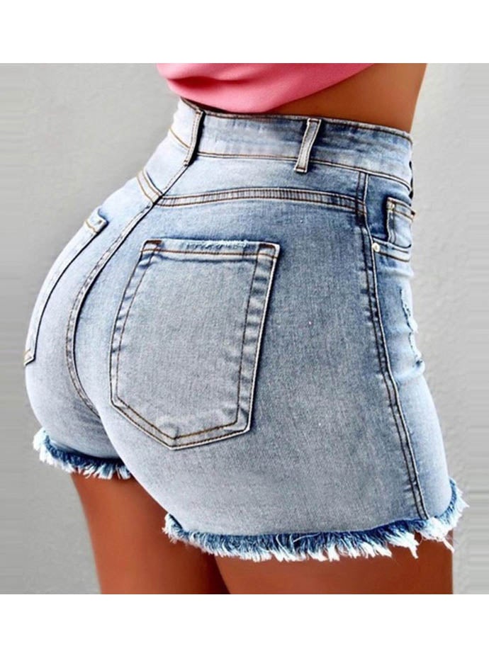 High Waist Denim Mini Shorts