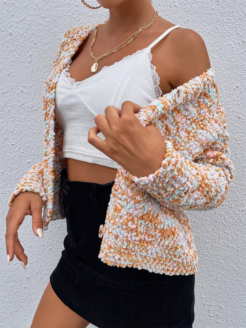 Long Sleeve Button Down Floral Sweater Top