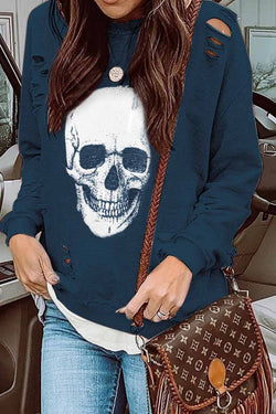 Skull Printed Sweatshirt(2 Colors)