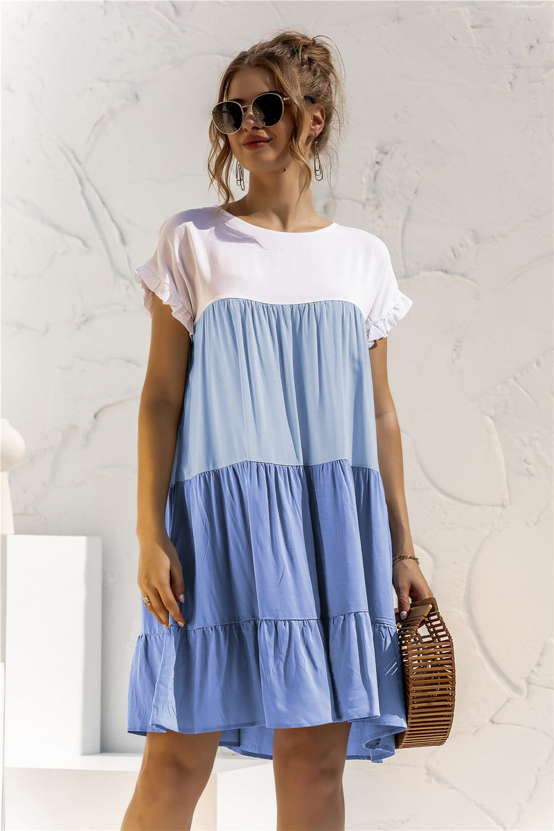 Short Sleeve Round Neck Midi Dress