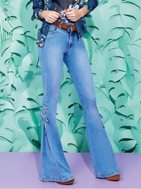 Wide Leg Long Denim Jean Pants