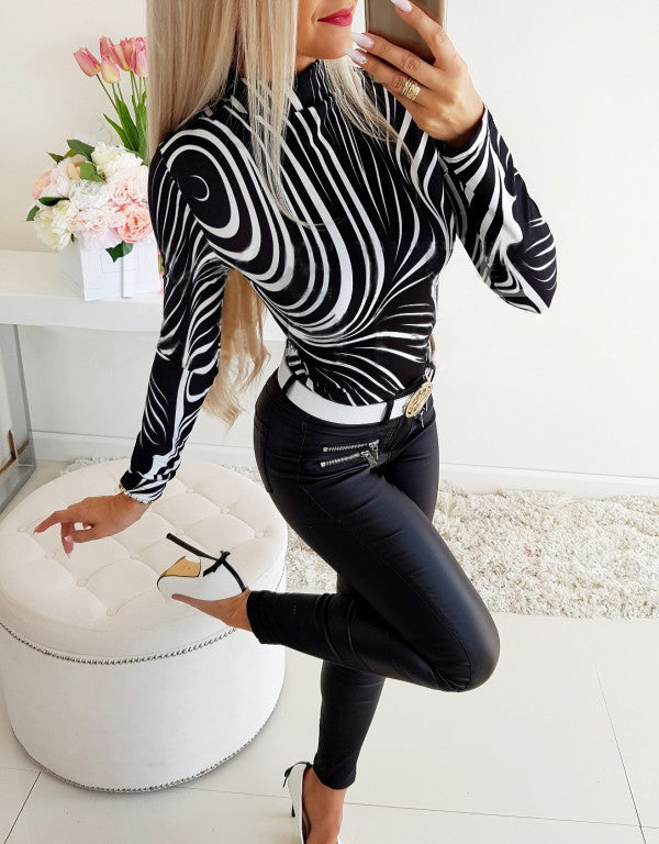 Long Sleeve Round Neck Bodycon Slim Tops