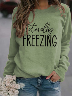 Freezing Print Round Neck Sweatshirt