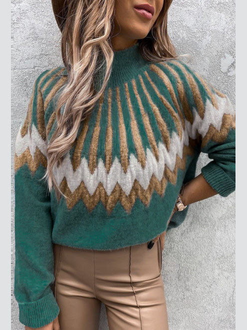 Turtle Neck Long Sleeve Knit Casual Sweater