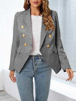 Lapel Bend Down Collar Button Blazer Coat