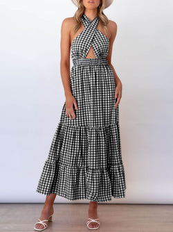 Backless Sleeveless Cross Maxi Dress