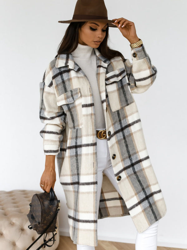 Plaid Benddown Collar Jacket Outerwear