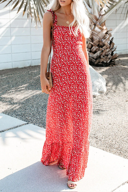 My Fair Lady Floral Ruffle Maxi Dress