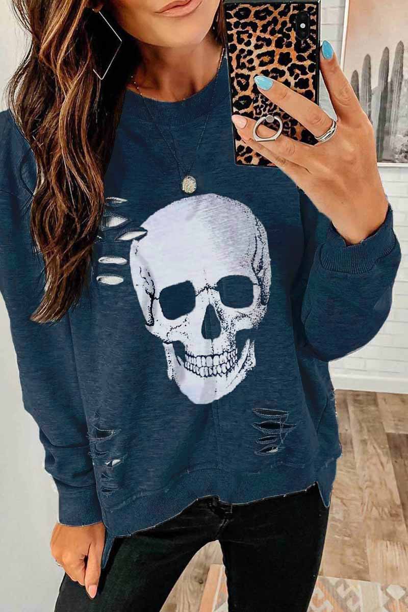 Skull Printed Sweatshirt(2 Colors)