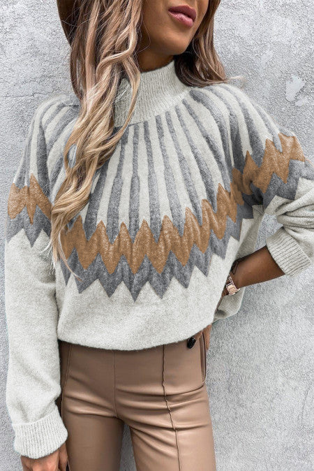 Turtle Neck Long Sleeve Knit Casual Sweater