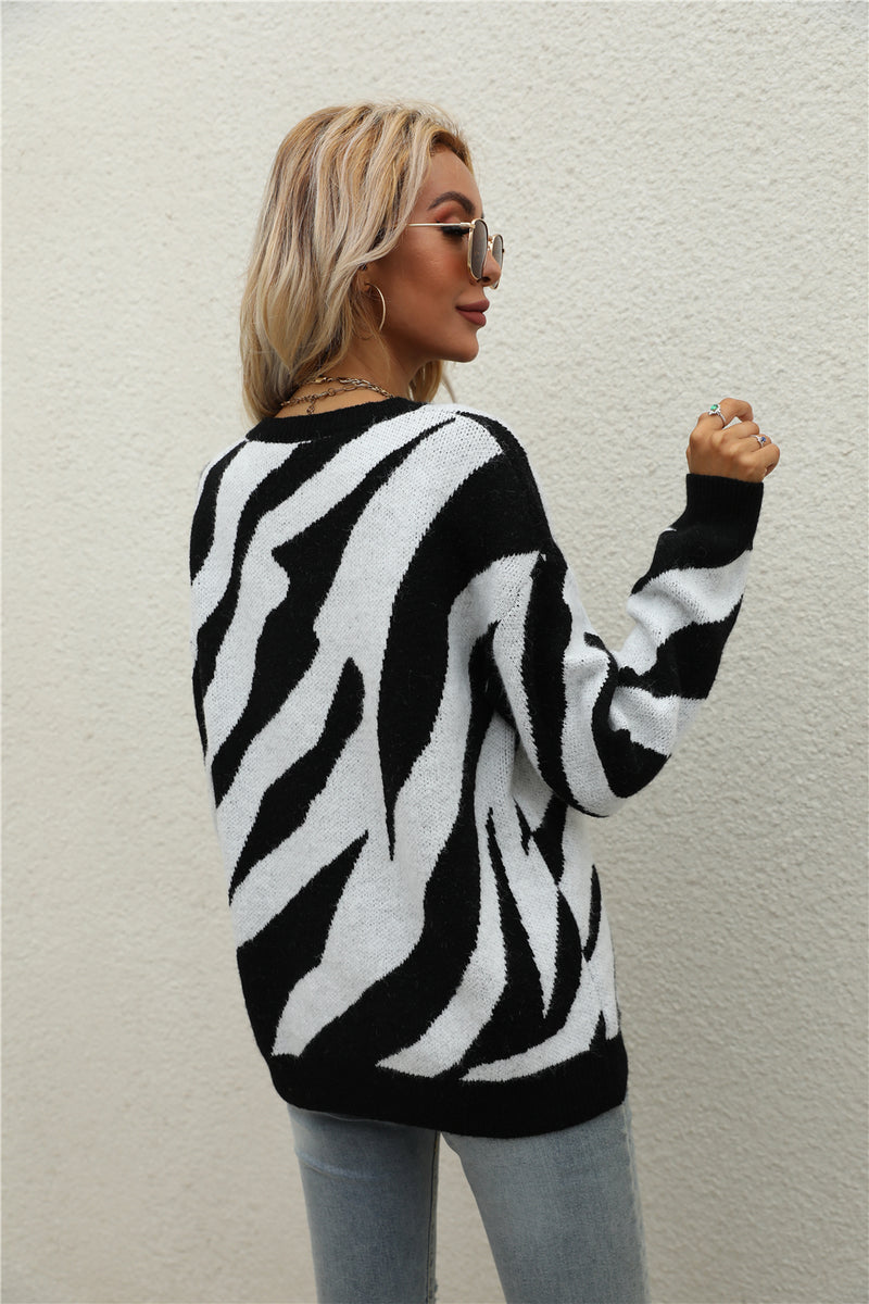 Long Sleeve Crew Neck Knit Pullover Sweater