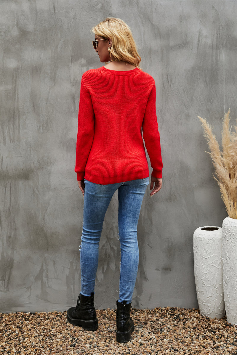 Casual Open Bust Crew Neck Sweater