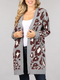 Long Sleeve Open Front Knitted Cardigan Coat