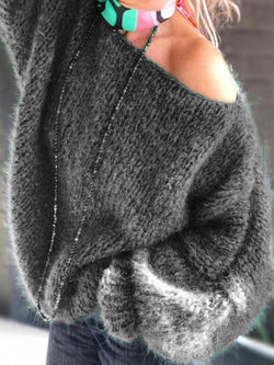 Off Shoulder Cable Knit Oversized Sweater