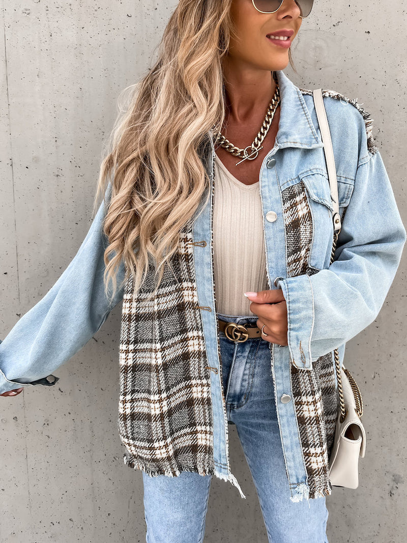 Casual Button Closure Long Sleeve Jean Shirt