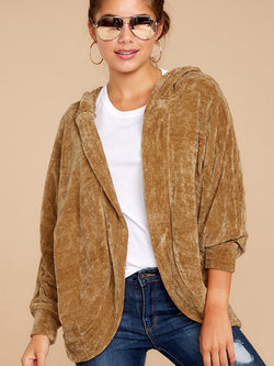 Fall Into This Caramel Hoodie Jacket - Landing Closet