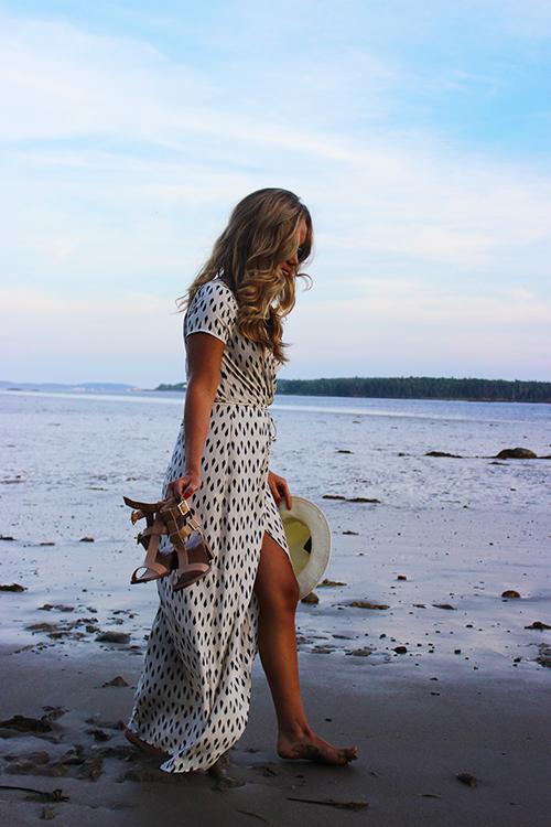 Tie-waist Geometric Print Maxi Dress