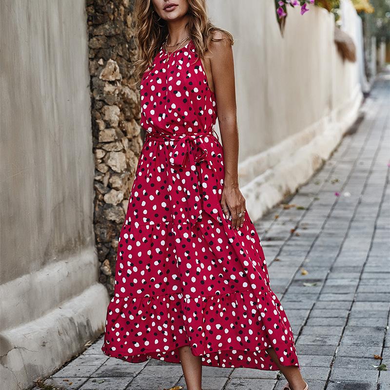 Polka Dot Sleeveless Long Dress