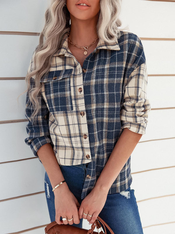 Long Sleeve Plaid Front Pocket Shirt