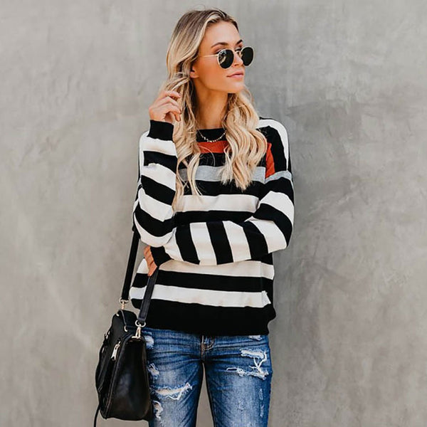 Long Sleeve Stripe Scoop Neck T-shirt