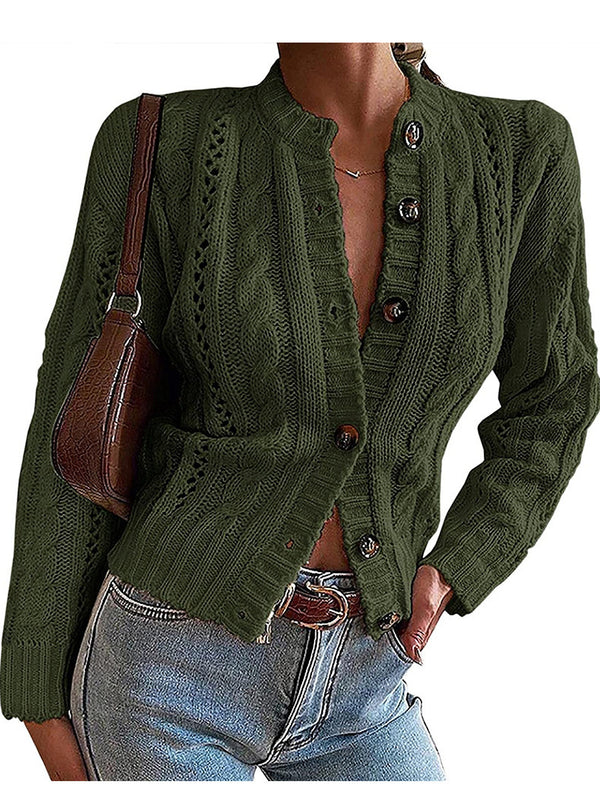 Casual Cable Knit Button Down Sweater