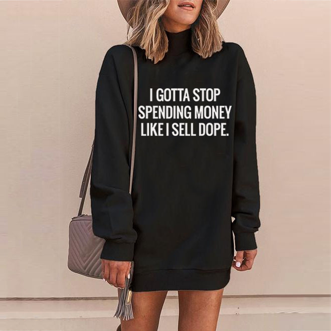 Funny Printed Long Sleeve T-shirt Dresses