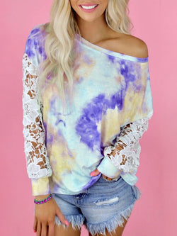 One Shoulder Long Sleeve Tie Dye Top