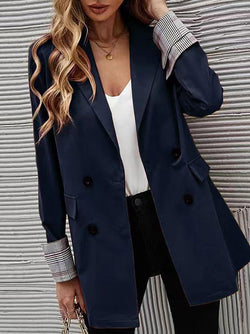 Lapel Bend Down Collar Long Sleeve Coat