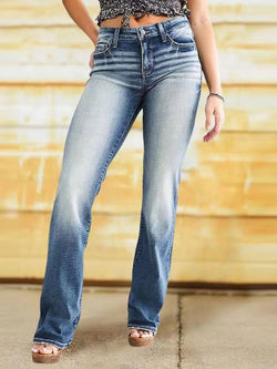 High Waist Zip Up Denim Jean Pants