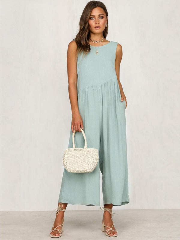 Sleeveless Backless Round Neck Jumpsuit