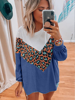 Round Neck Color Block Sweater Top