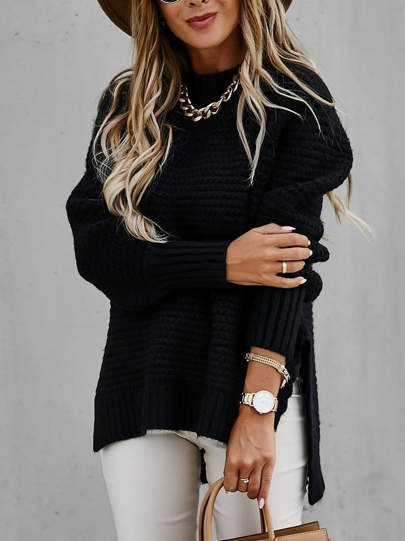 Casual Knitted Crew Neck Sweater