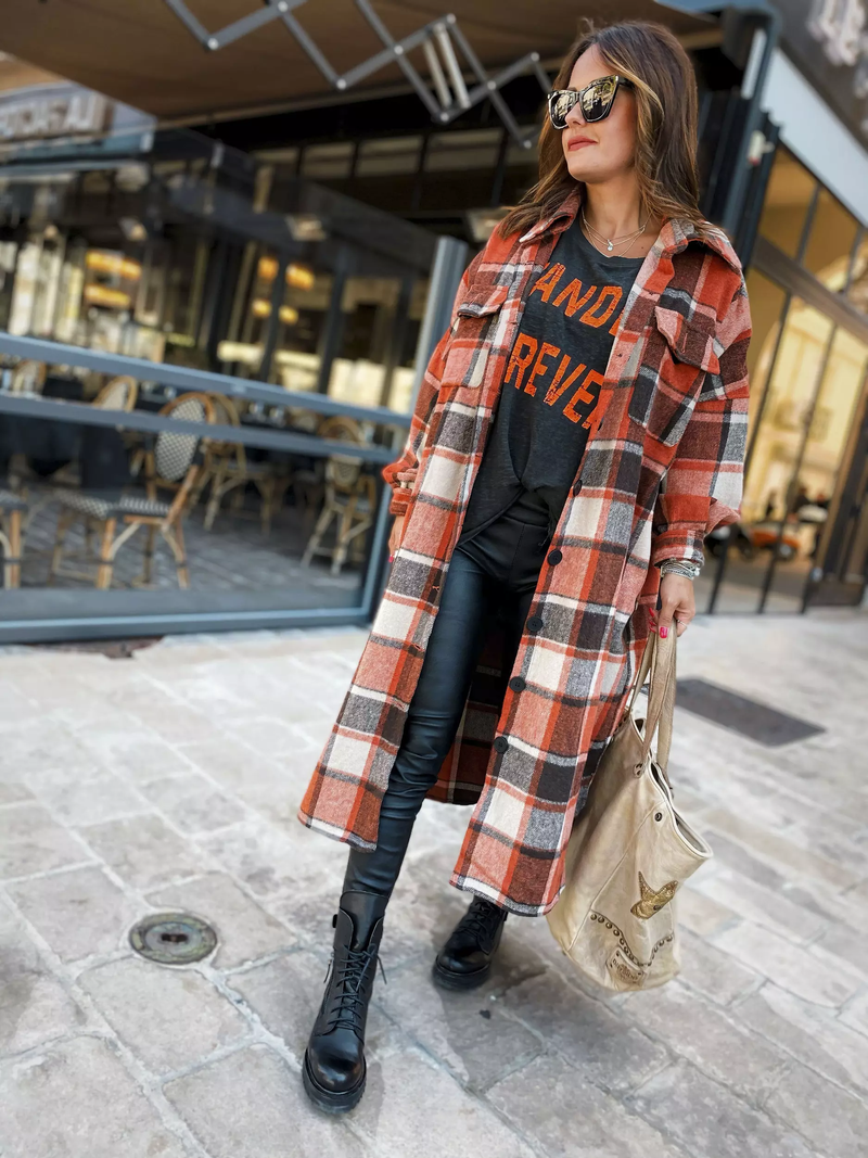 Casual Loose Button Down Plaid Cardigan