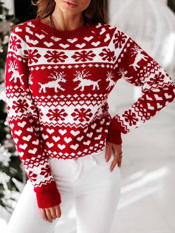 Casual Xmas Knitted Round Neck Sweater