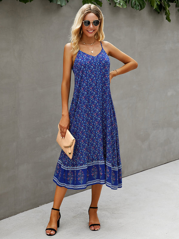 Sleeveless Adjustable Spaghetti Strap Boho Beach Maxi Dress