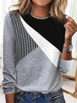 Casual Round Neck Long Sleeve Blouse Top