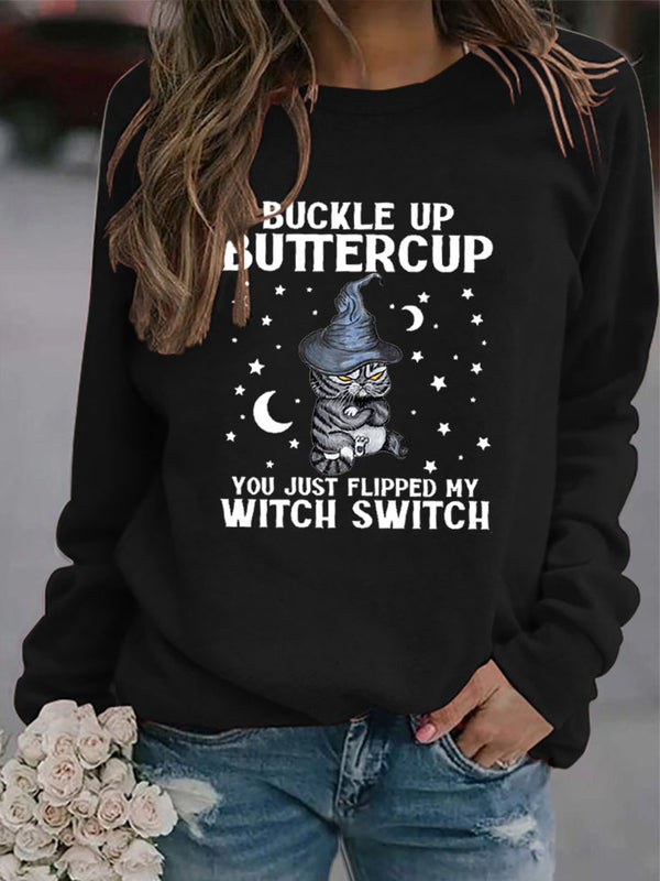 Buckle Up Printed Crew Neck Sweatshirt