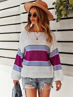 Casual Crew Neck Long Sleeve Knitted Sweater