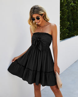 Sleeveless Backless Wrap Chest Mini Dress