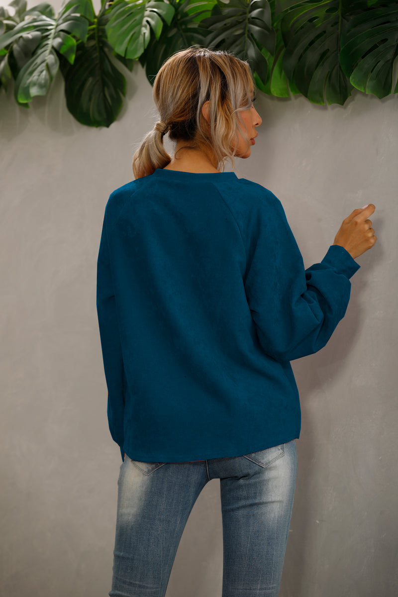 Casual V Neck Long Sleeve Top