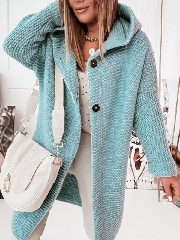 Casual Long Sleeve Knit Hoodie Jacket Outwear