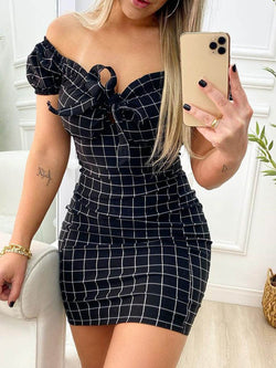 Off Shoulder Wrap Chest Bodycon Mini Dress