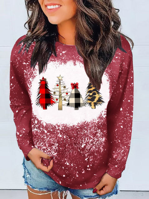 Long Sleeve Crew Neck Christmas Print Sweatshirt