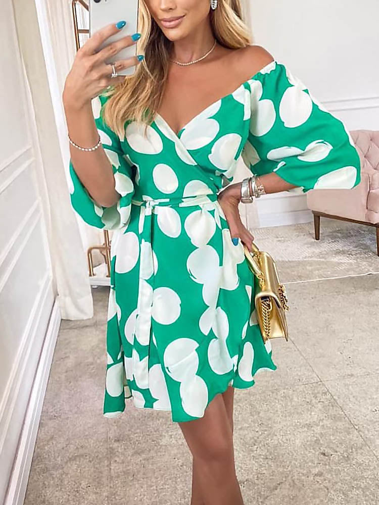 Floral Off Shoulder Short Sleeve Mini Dress