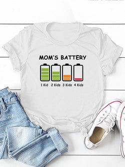 Short Sleeve Crew Neck Battery Graphic T-Shirt