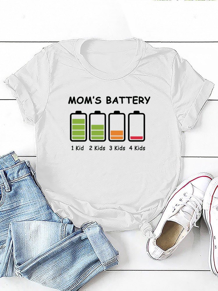 Short Sleeve Crew Neck Battery Graphic T-Shirt