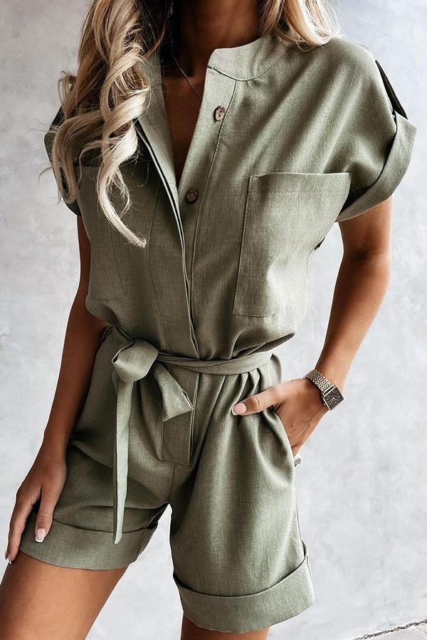 Strange Magic Pocketed Button Down Romper